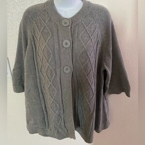Lane Bryant Gray Cable Knit Cardigan